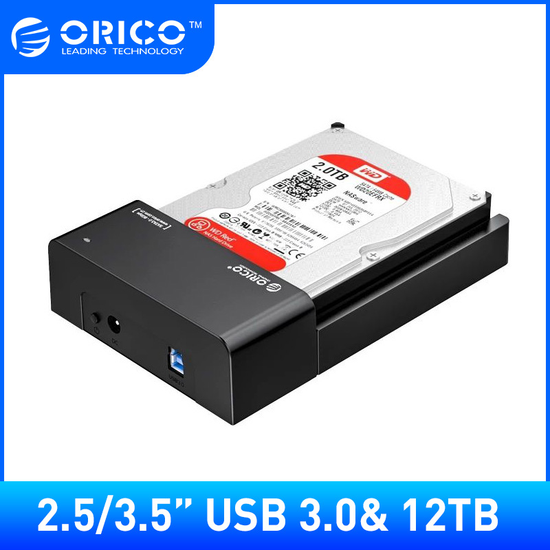 ORICO 6518US3 โอริโก้ ด๊อกกิ้ง HDD Docking เชื่อมต่อฮาร์ดดิสก์ ใช้สำหรับคอมพิวเตอร์ กล่องอ่านฮาร์ดดิสก์ขนาด 2.5 /3.5 นิ้วแบบ USB3.0 สีดำ SATA to USB 3.0 HDD Dock