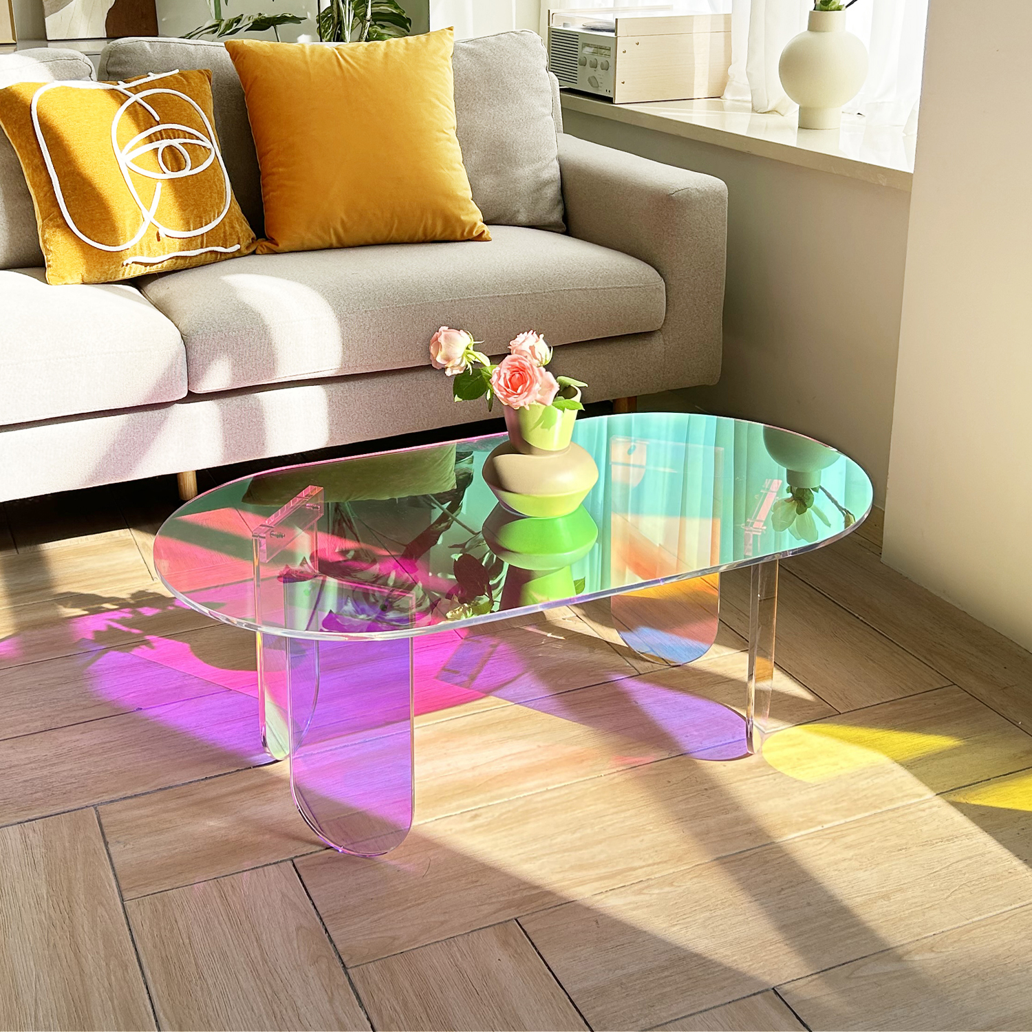 โต๊ะกาแฟเล็กๆ โต๊ะกาแฟ โต๊ะกาแฟสวยๆ Acrylic Coffee Table Iridescent ...