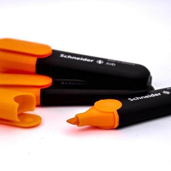 ปากกาเน้นข้อความ ชไนเดอร์ Job ชุด 4 ด้าม (สีส้ม) หมึกถนอมสายตา
