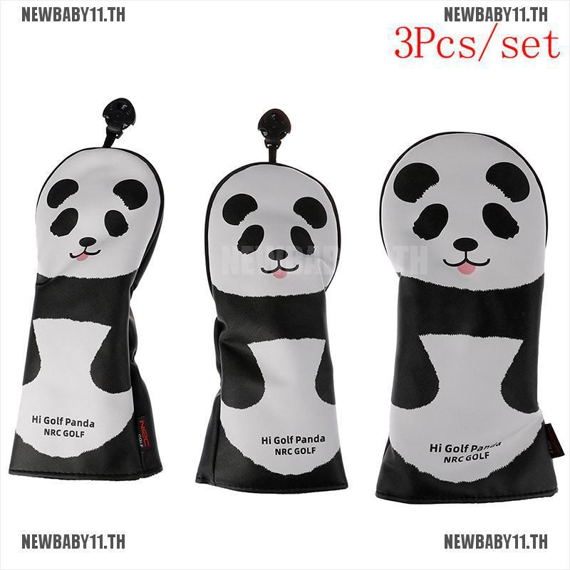 Newbaby11 3Pcs Panda Golf club Head Covers Headcover Driver Fairway Wood Hybrid