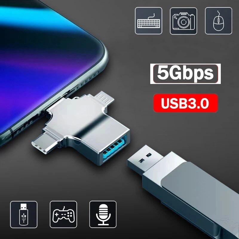 Micro Usb Ios 4in1 แฟลชไดรฟ์ USB Micro USB Type-C iOS ความเร็วสูง ใช้งานได้หลากหลาย ...