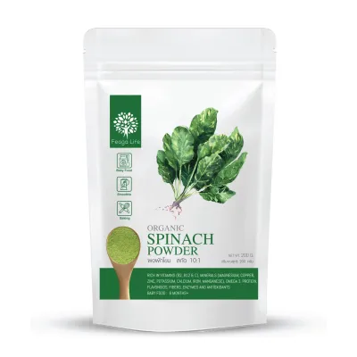 卐♈❀ ผงผักโขม บำรุงสายตา ขับถ่ายดี Spinach Powder ผง Superfood ยี่ห้อ Feaga Life 200 กรัม