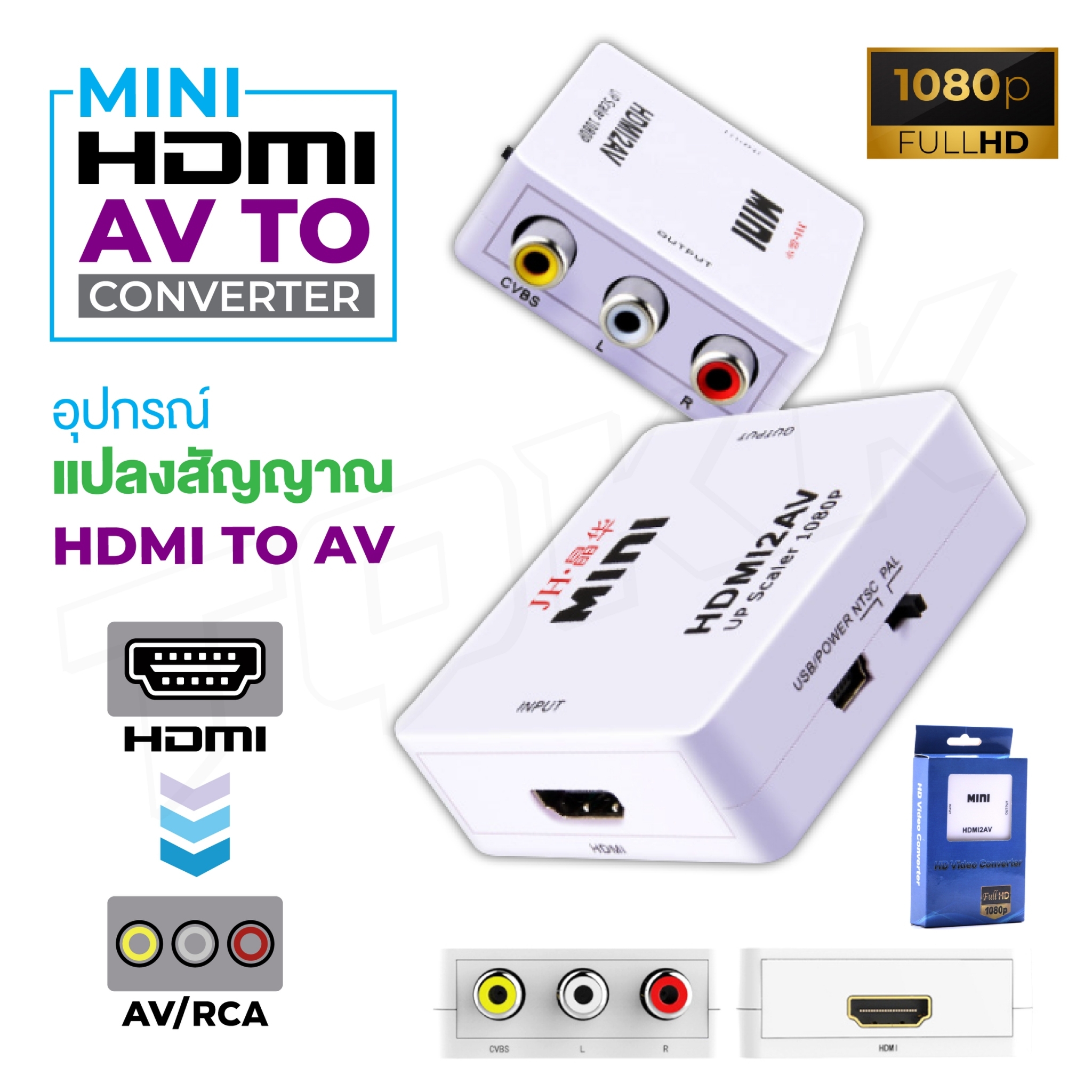 ตัวแปลง HDMI to AV TO RCA MINI