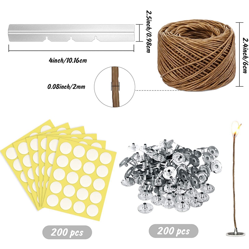 403 Pieces DIY Candle Making Kit, Include 2mm Hemp Candle Wick Roll 2