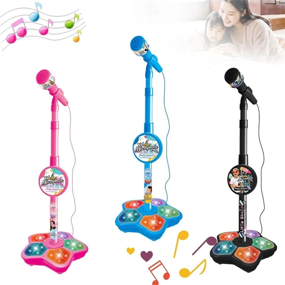 Banzu Microphone Đồ chơi đèn LED có thể điều chỉnh giáo dục não-đào tạo với đứng hát microphone nhạc cụ đồ chơi trẻ em Microphone hát bài hát đồ chơi