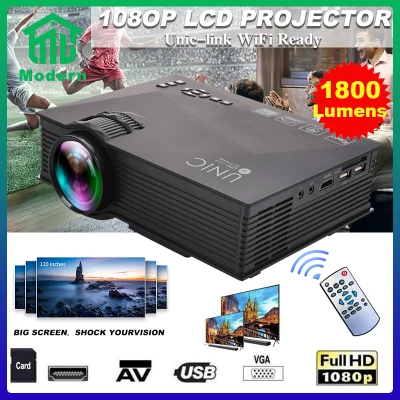 โปรเจคเตอร์ Unic UC68 Led 1080P Projector อัพเกรดใหม่ มัลติมีเดียโฮมเธียเตอร์ 1800 lumens Mini Projector HD สนับสนุน Miracast airplay