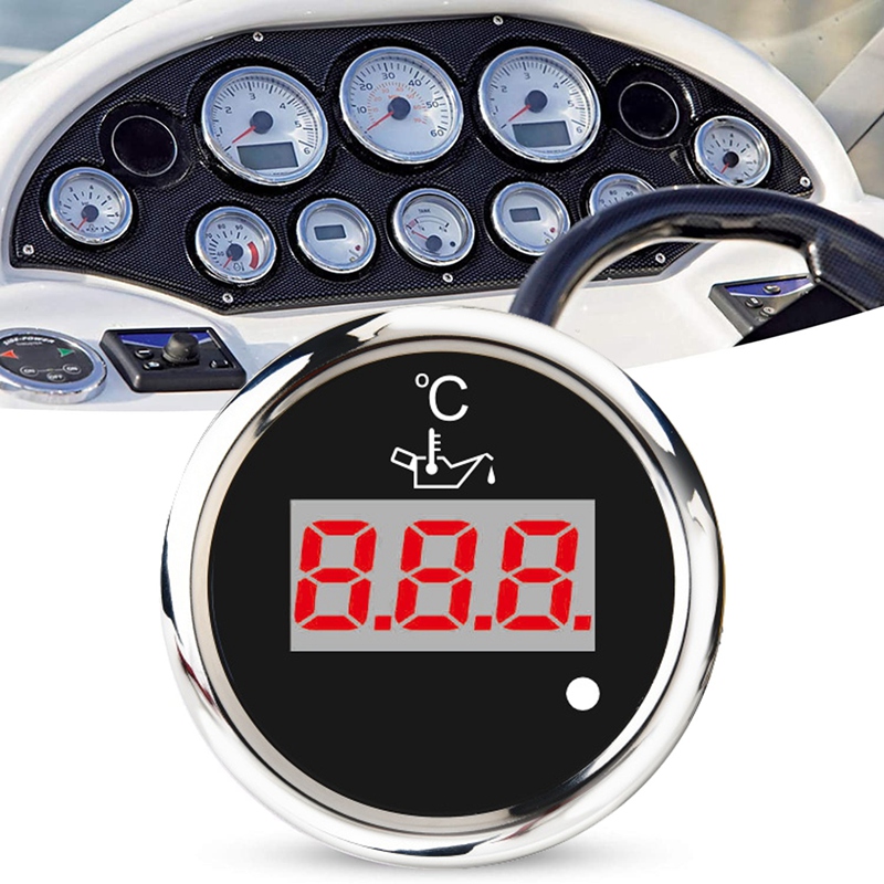 52mm Digital Oil Temp Gauge 50-150 Celsius Universal Oil Temperature Meter Indicator Red Backlight with Alarm