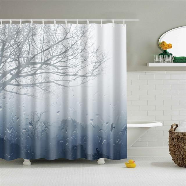 Window Scenery Shower Curtain Print Waterproof Bathroom Curtain With Hooks Decor