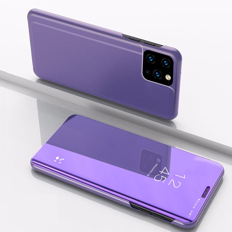 Googlehitech [ส่งจากไทย] Case for Samsung Galaxy A51 / Samsung Galaxy A71 ซับนุ่มมันวาวใสดูปกหรูหราสมาร์ทล้างคุ้มครองเต็มรูปแบบกระจกพลิกกรณีโทร Samsung Galaxy A51 / Samsung Galaxy A71 Flip Cover  ตระกูลสี Purpleรูปแบบรุ่นที่ีรองรับ Samsung Galaxy A51
