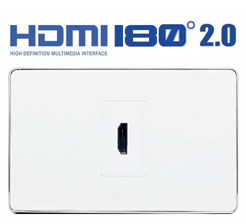Wall Plate HDMI (ตรง) 180 องศา(สีขาวขอบเงาสีเงิน)