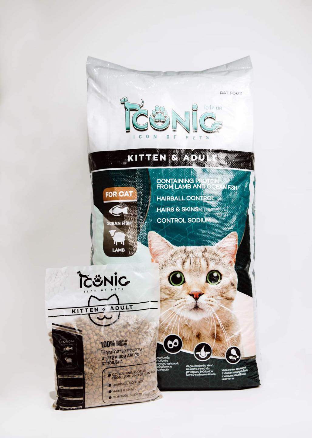 Iconic ไอโคนิค Premium Cat Food อาหารแมวเกรดพรีเมี่ยม 15 kg. (ยกกระสอบ