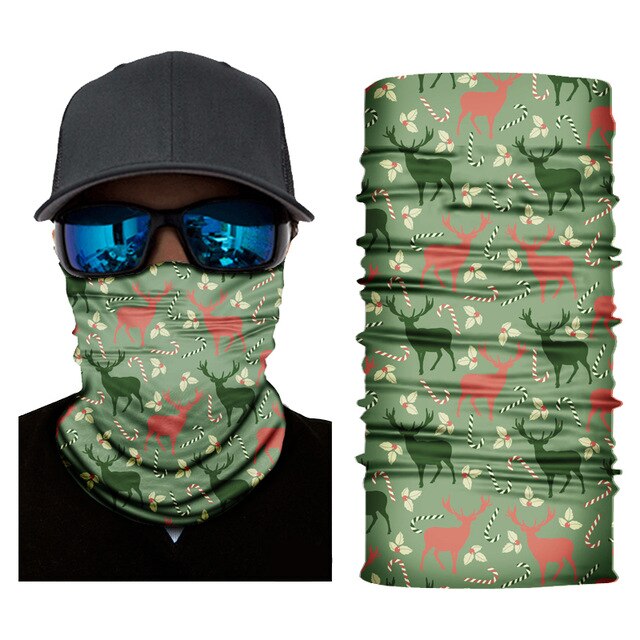 Christmas Bandana Seamless Mask Scarf buffs Balaclava Neck Warmer Outdoor Cycling Neck Gaiter Face Shield Fishing Headband