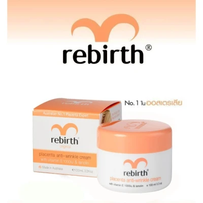 💥ของแท้!!💥 สีส้ม ครีมรกแกะ Rebirth Placenta Anti-Wrinkle Cream with Vitamin E 1000iu & Lanolin 🇦🇺 นำเข้าจากออสเตรเลีย