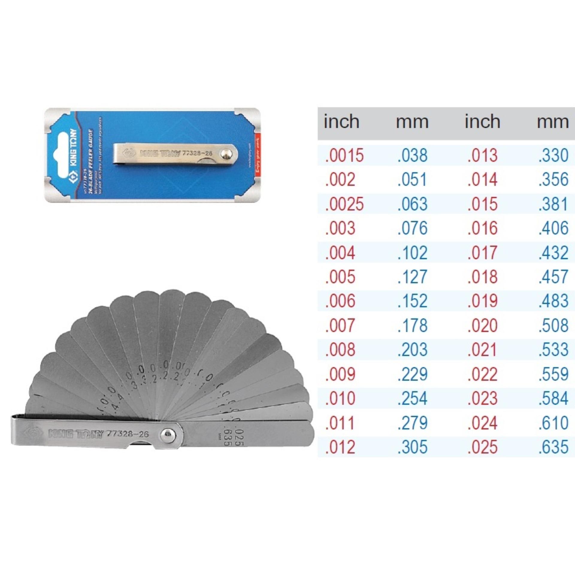 ฟิลเลอร์เกจ KINGTONY 26ใบ 26 BLADE FEELER GAUGE 7732826 Lazada.co.th