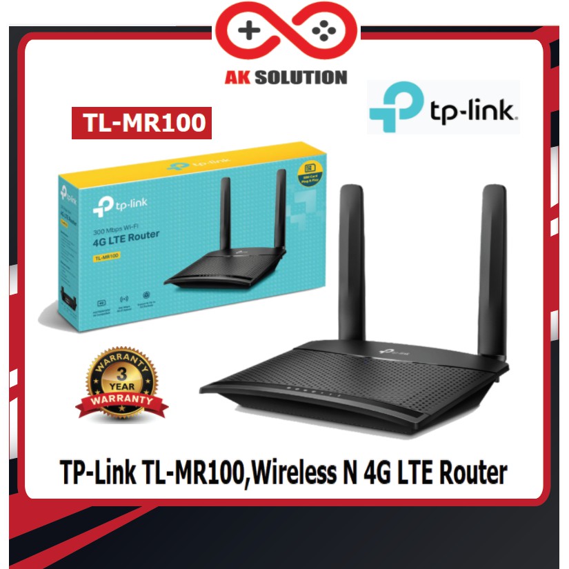 MOBILE ROUTER (โมบายเราเตอร์) TP-LINK TL-MR100 N300 4G LTE เราเตอร์ใส่ซิม sim Router Network