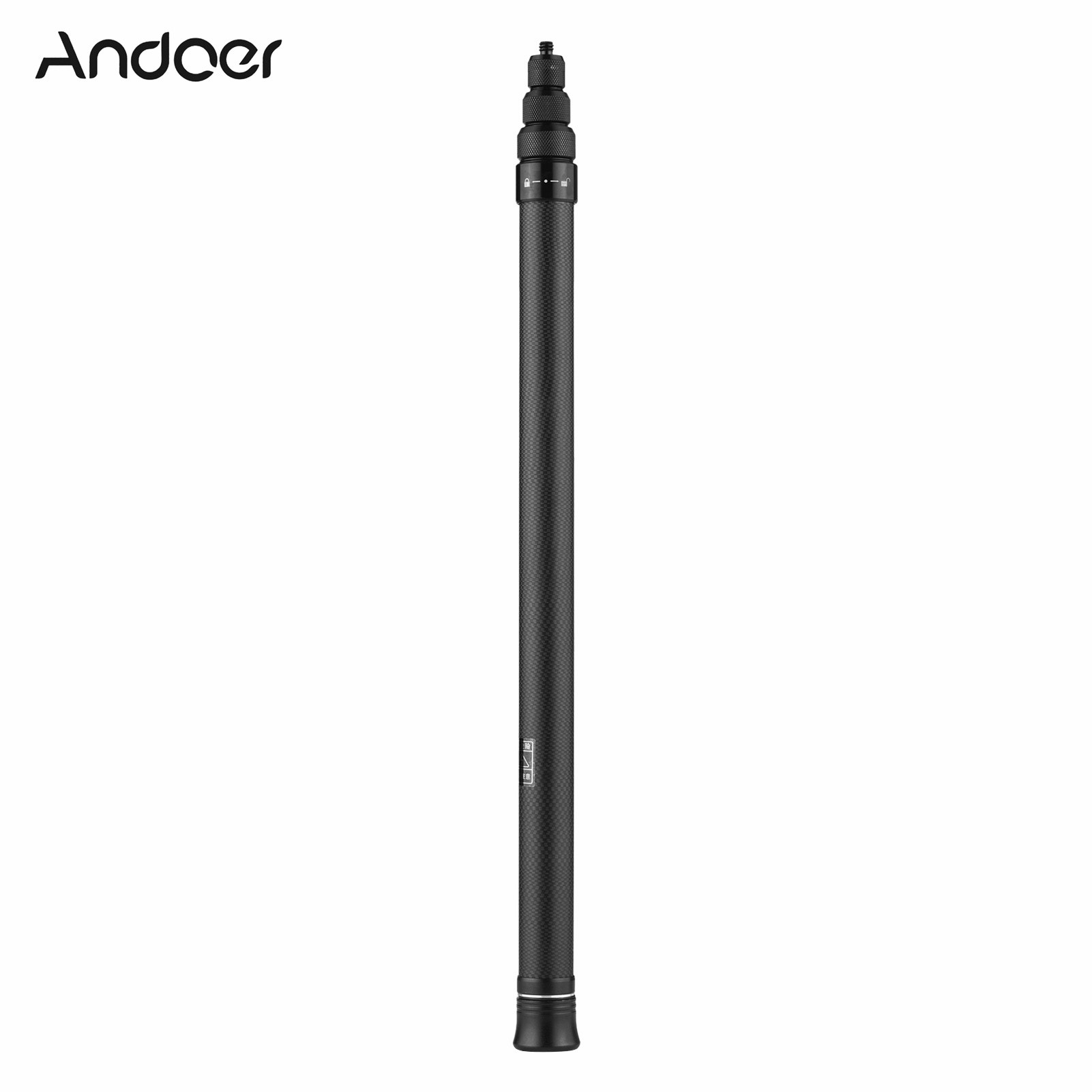 Andoer 3 Meters/ 9.8ft Carbon Fiber Selfie Stick Adjustable Extension Pole with 1/4 Inch Screw Replacement for Insta 360 One X/ One X2/ One R Panoramic Camera Action Camera