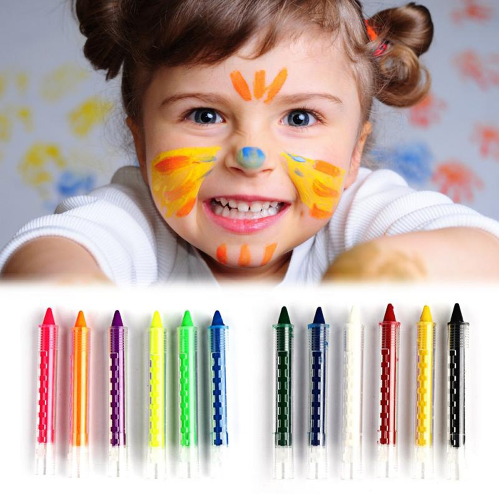 ร่างกายใบหน้าจิตรกรรมดินสอสี 6 สีสีS Ticksชุดสำหรับฮาโลวีนปาร์ตี้เด็กDIY