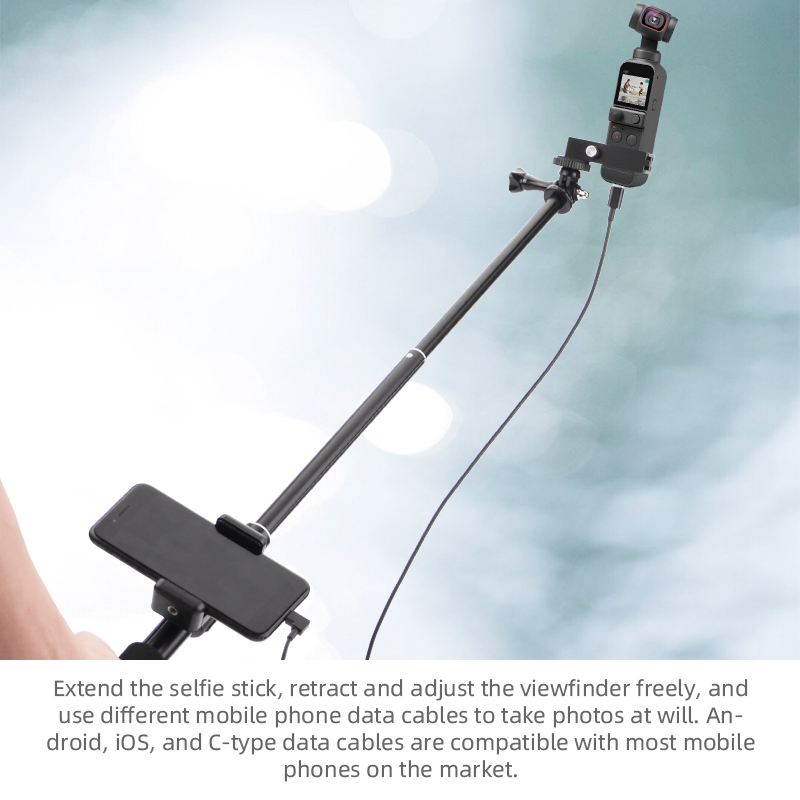 Selfie Stick for DJI OSMO Pocket 2 Handheld Gimbal Stabilizer Cable for Phone Clip Module Extension Pole