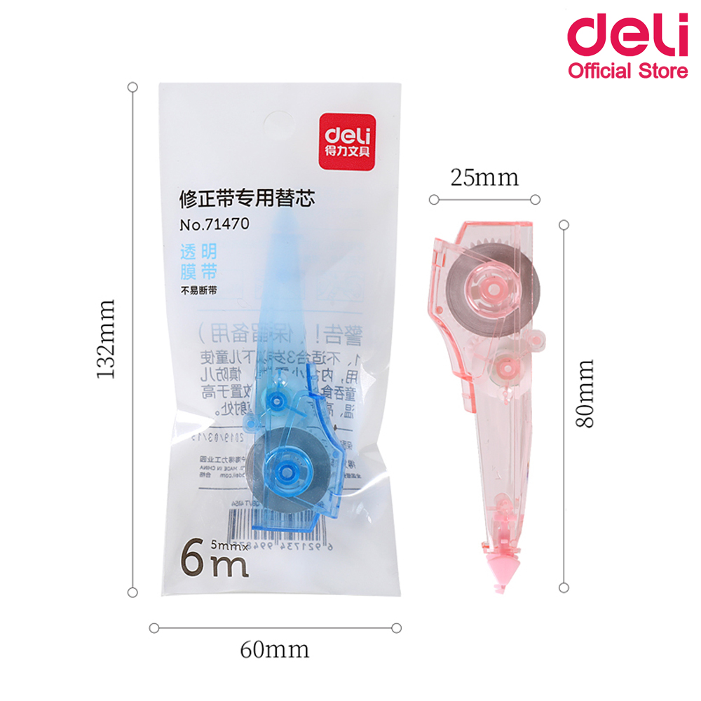Deli รีฟิลล์เทปลบคำผิด *คละสี 1 ชิ้น* Home Office 71470 ขนาด 80 x 25mm ยาว 6M เมตร เทปลบคำผิด น้ำยาลบคำผิด ปากกาลบคำผิด อุปกรณ์ลบคำผิด อุปกรณ์การเรียน อุปกรณ์เครื่องเขียน macaron