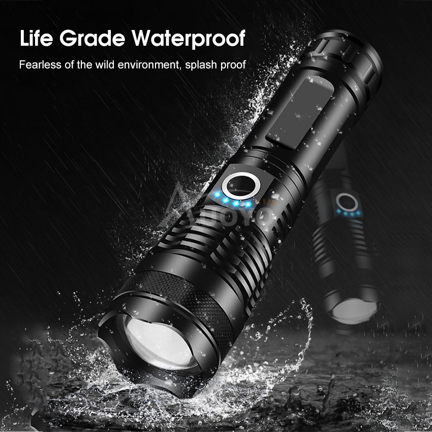 Auoyo Imitate P50 Strong Light Portable Multi-function Flashlight Remote Display Charging Waterproof Outdoor Flashlight Camping Outdoor Lamp Outdoor Waterproof Torchlight