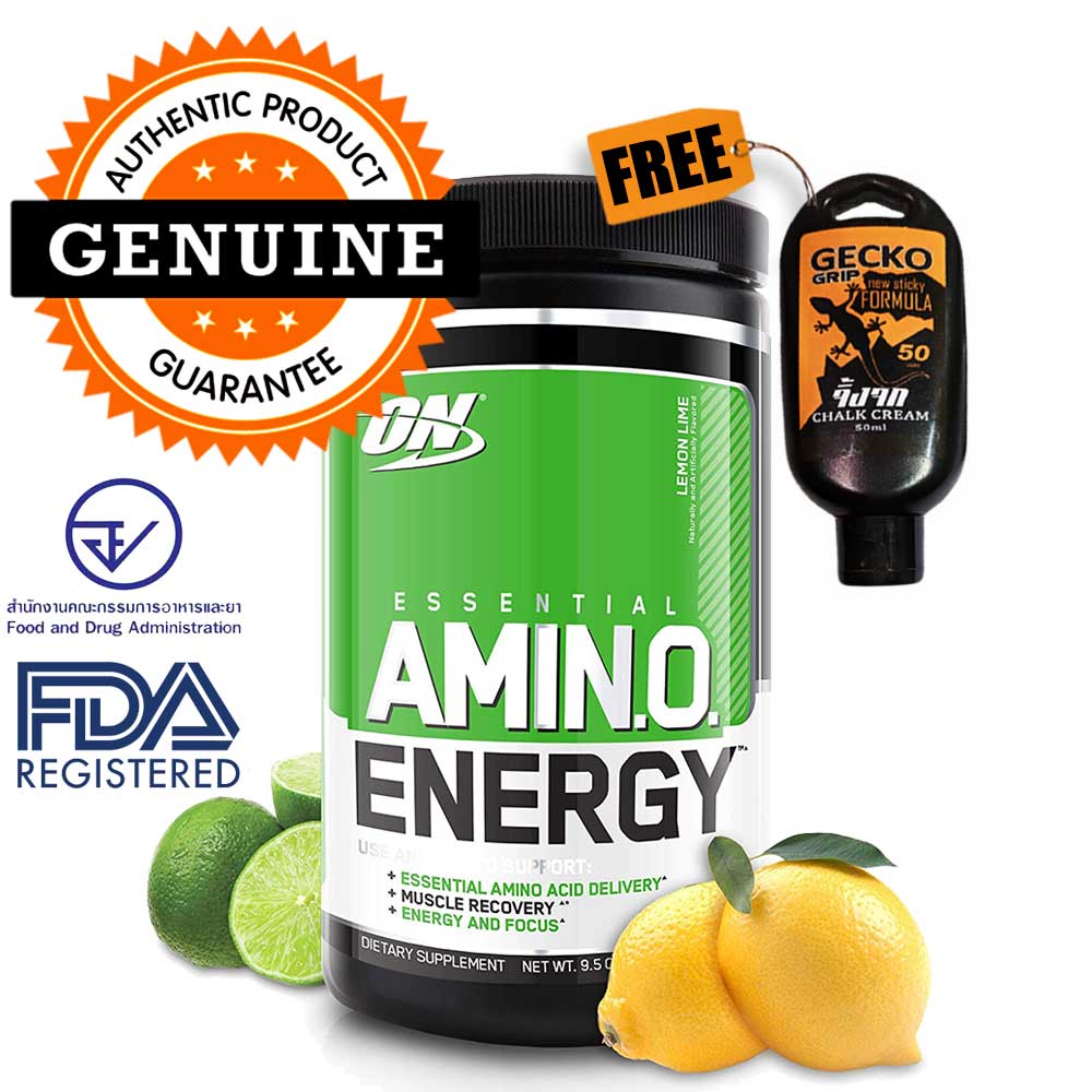 Optimum Nutrition Amino Energy 30 serv pre-workout - Lemon Lime + Gym Liquid Chalk FREE Gecko Grip