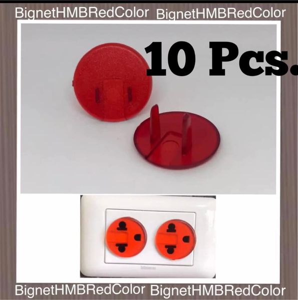 H.M.B. Plug 10 Pcs. ที่ปิดรูปลั๊กไฟ Handmade®️ Red Color ฝาครอบรูปลั๊กไฟ รุ่น -สีแดงใส- 10,20,3040,50 Pcs.  !! Outlet Plug !!  สีวัสดุ สีแดง Red color 10 ชิ้น ( 10 Pcs. )