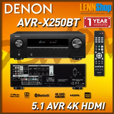 DENON : AVR-X250BT AVR DENON Receiver รุ่น AVR X250BT 5.1CH 4K กำลังขยาย 130Watts / CH รับประกัน 1 ปี บริษัท มหาจักรดีเวลอปเมนท์ จำกัด DENON X250 BT