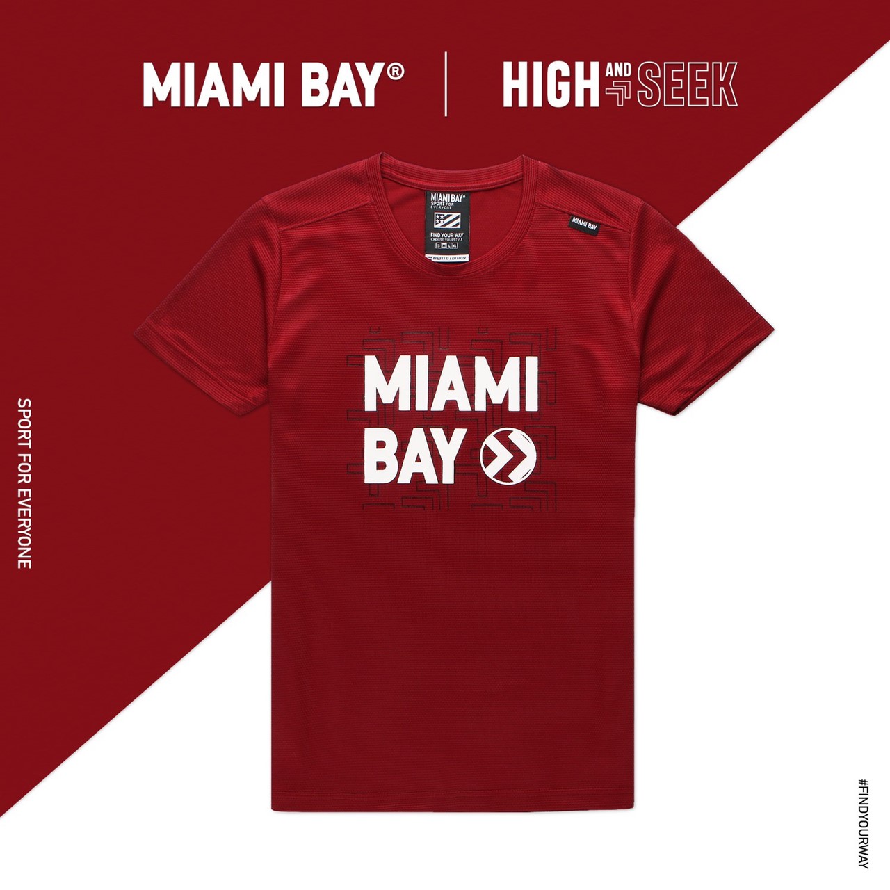 MIAMI BAY เสื้อกีฬา รุ่นHighAndSeek สีแดง (ผู้ชาย) ของแท้100%