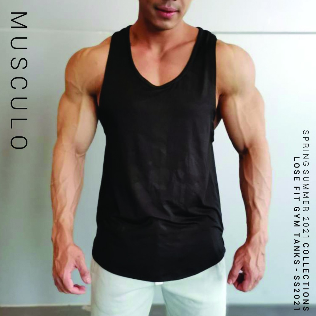 Musculo เสื้อกล้ามเล่นยิมทรงหลวมลายพรางดำ รุ่น SS-2021