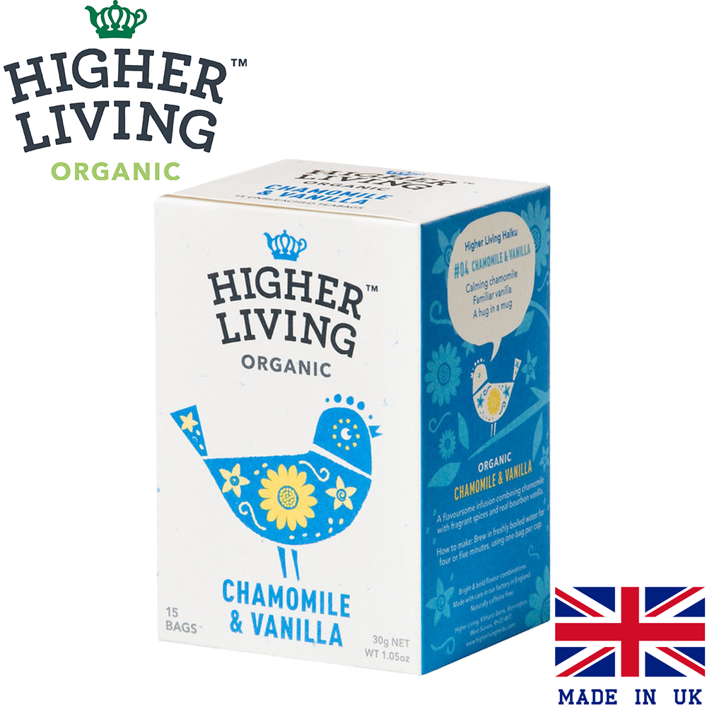 Higher Living Chamomile & Vanilla ไฮเออร์ลีฟวิ่ง ชา คาโมมายล์และวานิลลา 2g x 15 teabag