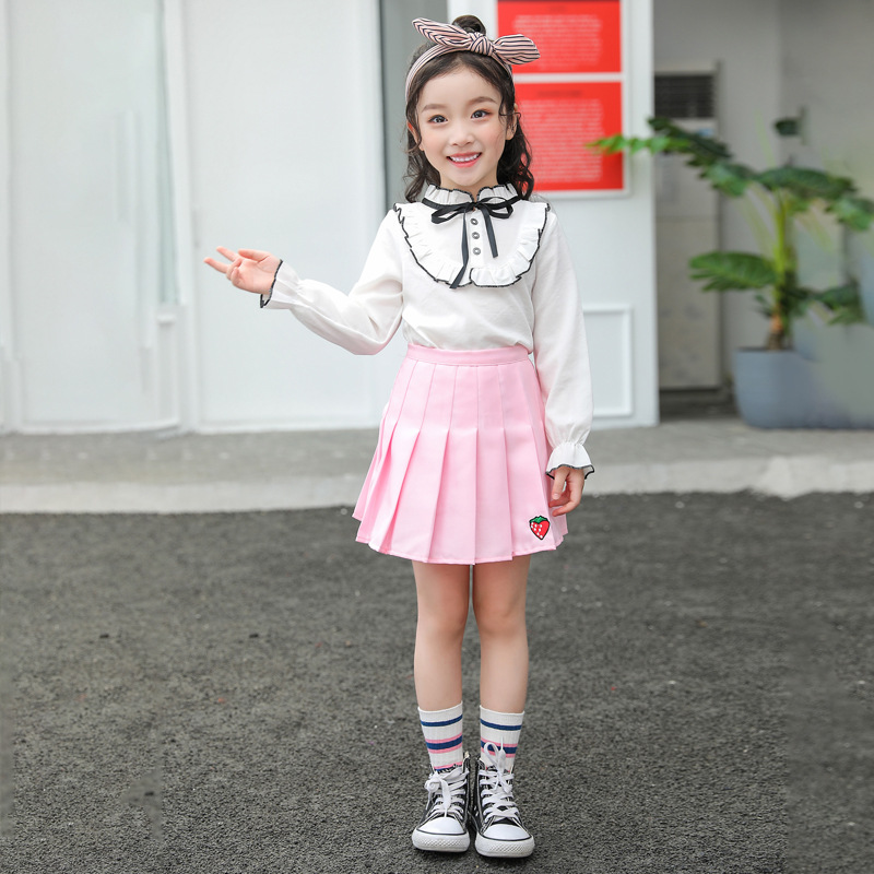 KOVOKA Girls' College Style Pleated Skirt for 5-12 Years School Performances