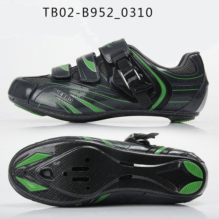 รองเท้าจักรยานเสือหมอบ TIEBAO รุ่น TB02-B952 สีดำเขียว ตัวรัดออโต้