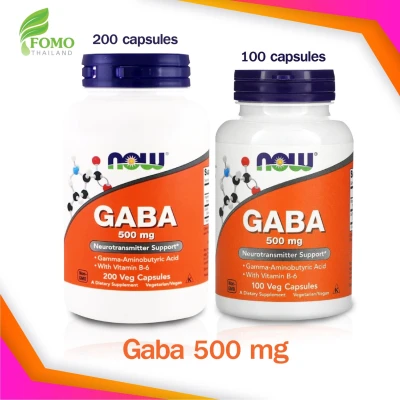 [Exp2025] Now Foods GABA with vitamin B-6 500 mg 100/200 Veg Capsules กาบา ผสมวิตามินบี6 อาหารเสริมสำหรับสมอง