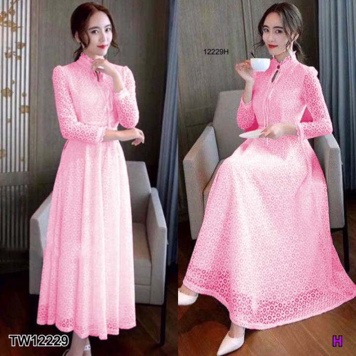 แม็กซี่เดรสลูกไม้แขนยาว คอจีนหยักผูกโบว์ TW12229 – No Brand – 3397872124_TH-12558533291 >>> 🇹🇭 Top1Thailand 🛒 >>> lazada.co.th 🇹🇭 🇹🇭 🇹🇭🛒🛍🛒