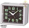 SEIKO นาฬิกาปลุก Quiet Sweep (Snooze) มีไฟ เสียงกริ่ง รุ่น QHK024S - เงิน หน้าปัดดำ (Silver/Black)