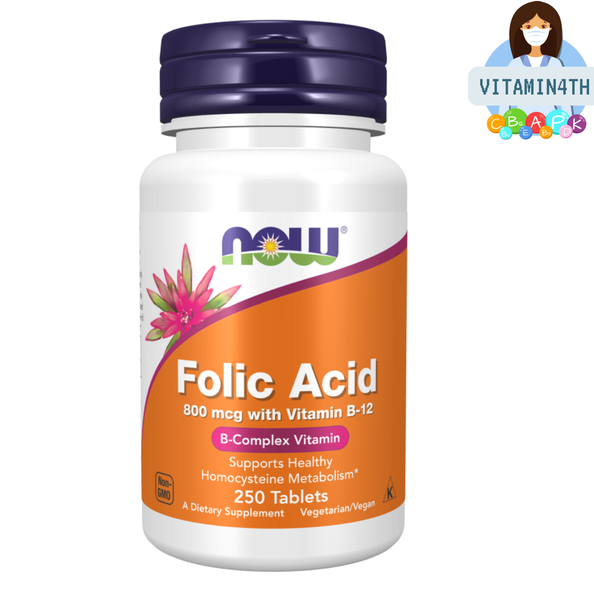 NOW Foods, Folic Acid, 800 mcg, 250 Tablets | Lazada.co.th