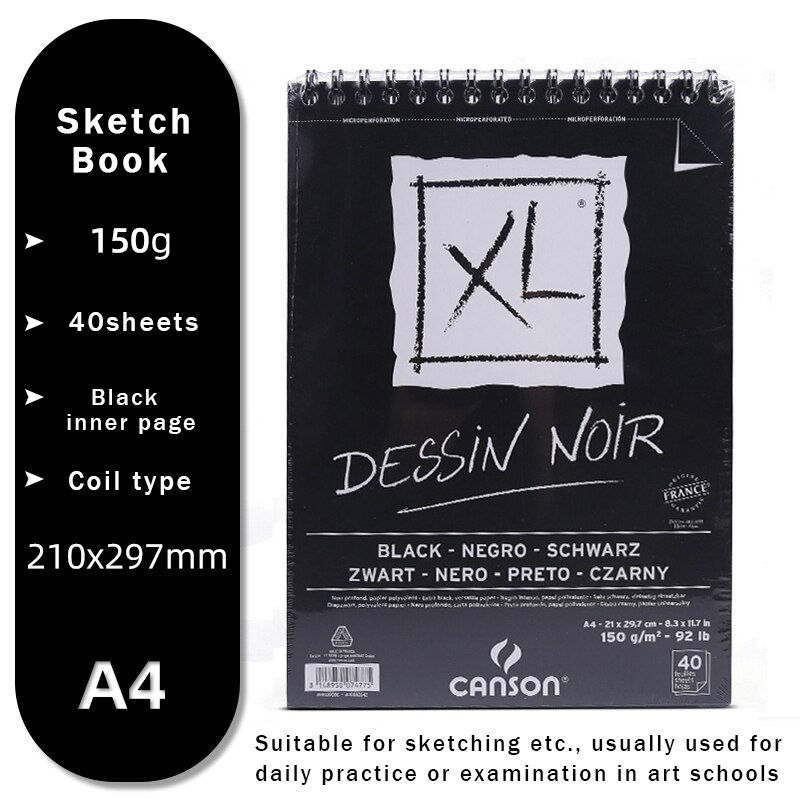 CANSON XL Series Creative Painting Book 16K/8K/A4/A3 Sketch/Marker/Acrylic/ Watercolor/Pencil/Toner Stick Book Kraft Paper Book