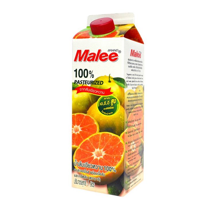 Malee มาลี น้ำส้มเขียวหวาน 100% พาสเจอร์ไรส์ 1000ml.