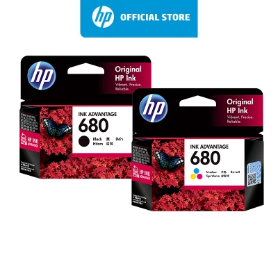 HP 680 Black / Tri-color Original Ink Cartridge ตลับหมึกสี HP / ตลับหมึกสีดำ HP ( HP Ink Cartridge Inkjet Printer ตลับหมึก อิงค์เจ็ท หมึก สี สีดำ F6V26AA )
