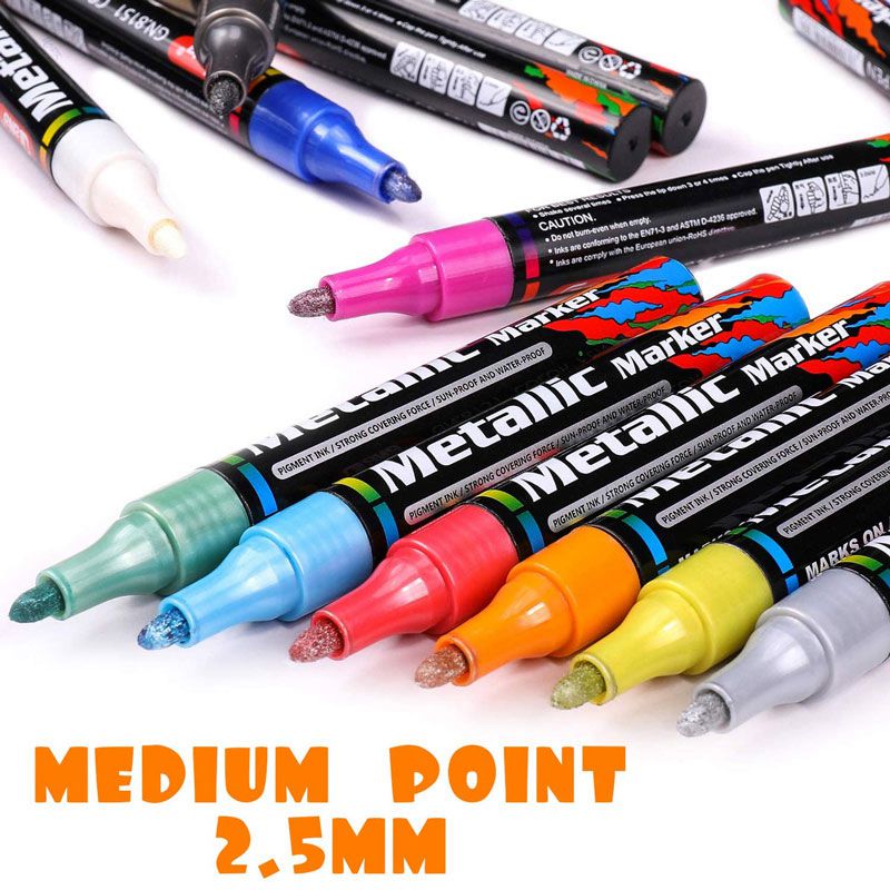 4 24 Colors Metallic Paint Marker Pens For Rock Painting Paper Metallic   90226f02bae185e451bfa7ee50f3434e 