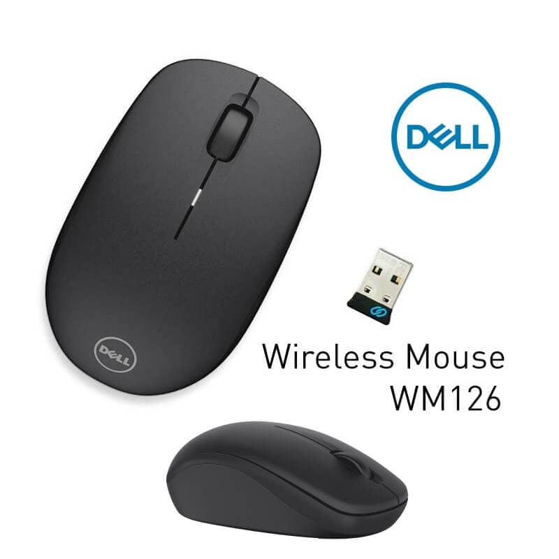 [ส่งฟรี  ] - Dell WM126 Optical Wireless Mouse เม้าส์ไร้สาย Kit - Dell Optical Wireless Mouse - Black