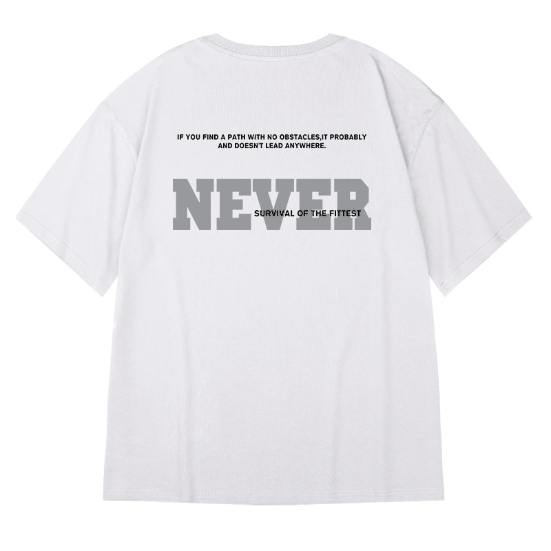 Áo thun cotton nam nữ NEVER, Form oversize, Cotton 100%, Tặng kèm nón kết
