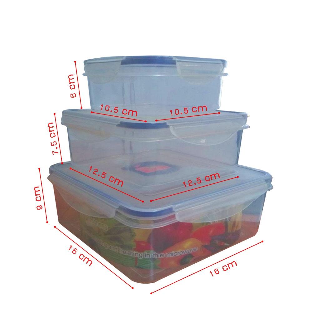 กล่องพลาสติก สำหรับเก็บอาหาร เข้าไมโครเวฟได้ 6 ชิ้น (3กล่อง) YF-1245
