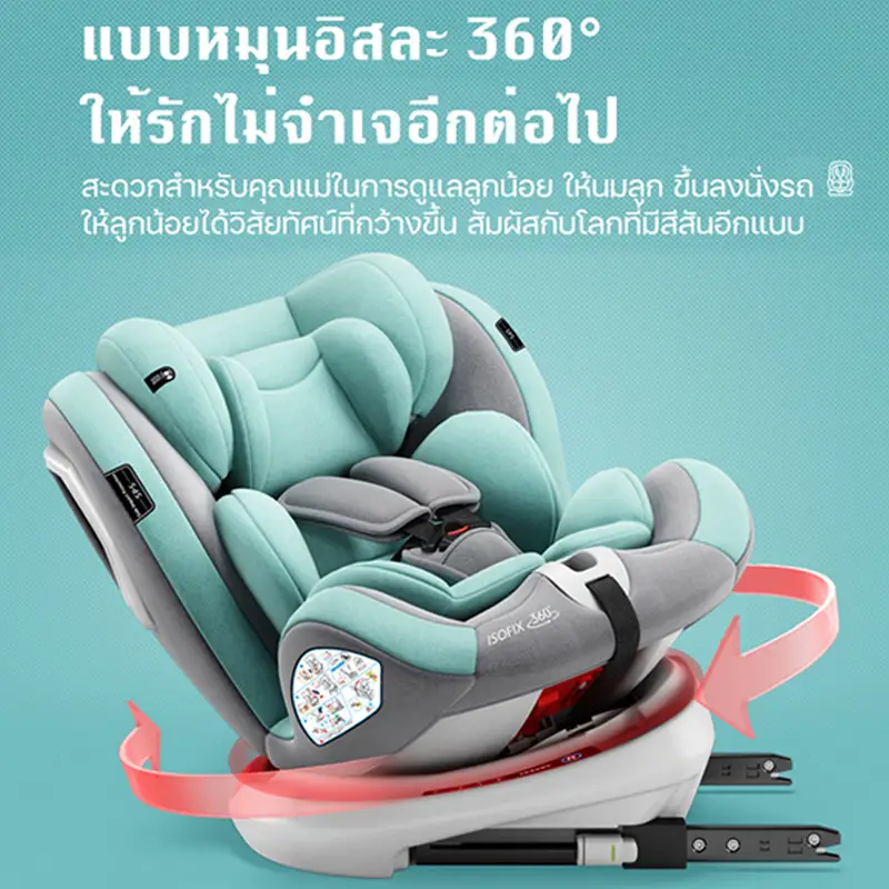 ภาพสินค้าคาร์ซีทเด็ก การรับรองคู่ 3C/ECE เหมาะสำหรับเด็ก 0-12 ปี หมุนอิสระ 360อินเตอร์เฟสisofix+lacth คาร์ซีทแรกเกิด เบาะรองนั่งเด็กแรกเกิด เบาะคาร์ซีท Carseat จากร้าน Siam MBK บน Lazada ภาพที่ 6