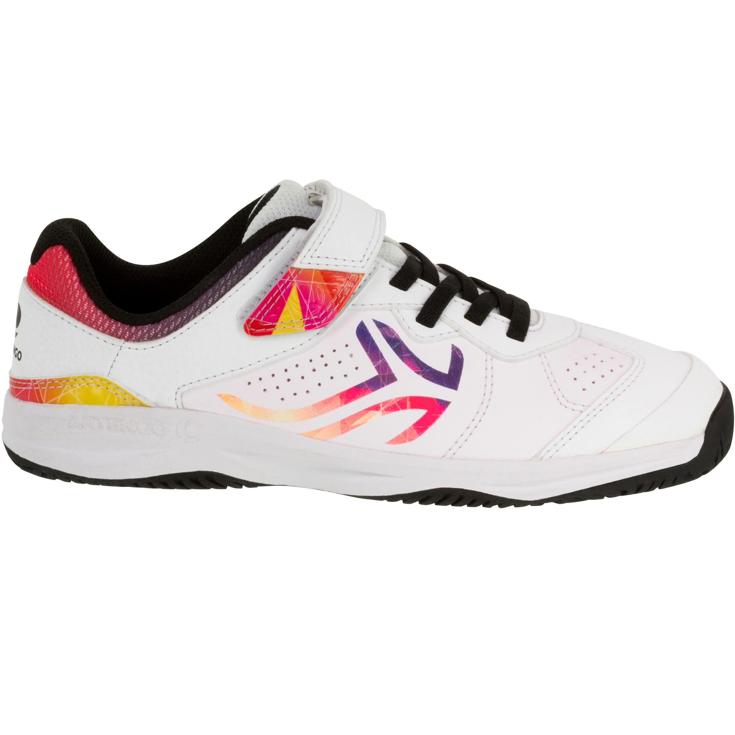 [ด่วน!! โปรโมชั่นมีจำนวนจำกัด] รองเท้าเทนนิสสำหรับเด็กรุ่น TS160 (สีขาว/โลโก้หลายสี) สำหรับ เทนนิส