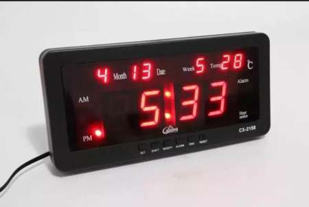 Caixing นาฬิกาดิจิตอลตั้งโต๊ะติดผนังใช้ไฟบ้าน + รถยนต์รุ่น CX-2158 ตัวเลขสีแดม