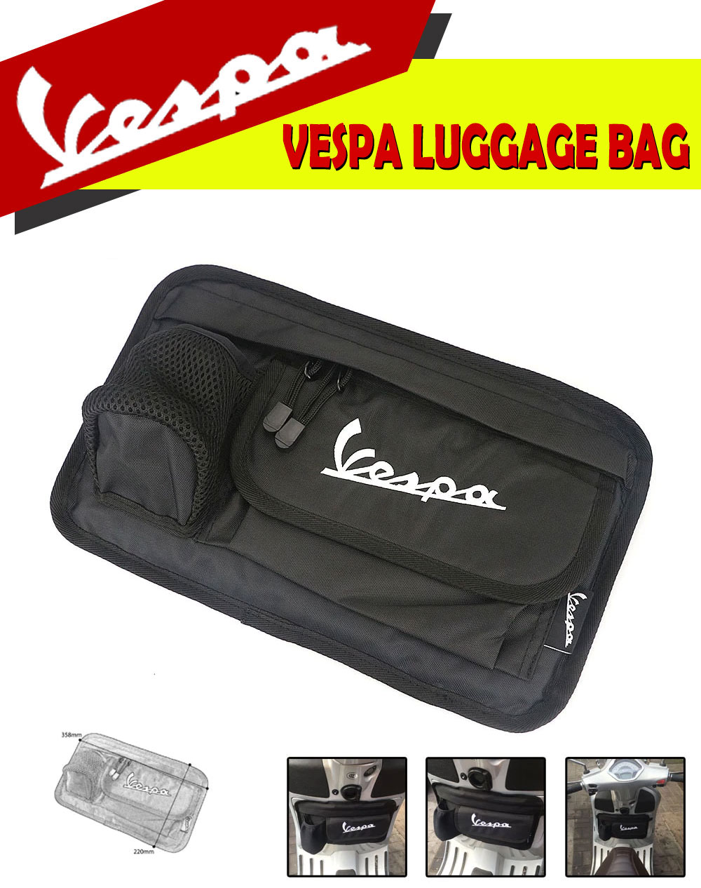 กระเป๋าเก็บของ Vespa  แขวนด้านหน้า สำหรับ LX Sprint Primavera GTS GTV Saddle Bag luggage 150 250 300