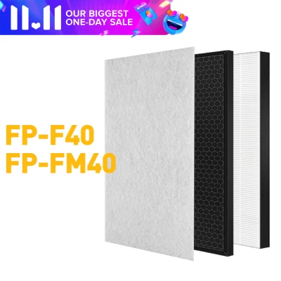 GWOOD sharp air purifier filter เปลี่ยนสำหรับ for Sharp FP-F40E FP FM40E FM40 FP F40E FP f40ta W f40L FP FM40E FM40B FM40BB แผ่นกรอง FZ-F40SFE fu z35 แทนที่เข้ากันได้กรอง (HEPA และคาร์บอน)