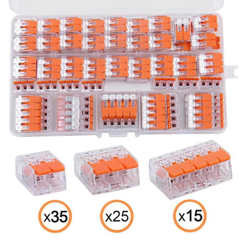 75Pcs Electrical Lever Wire Connectors 2 Port 3 Port 5 Port Electric Cable Clamp Mini Quick Wire Terminal Connector
