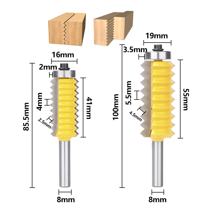 thumbnail image 2 of 1/2 Inch Shank Reversible Finger Glue Joint Router Bit – Woodworking Tenon Cutter 2 of 3